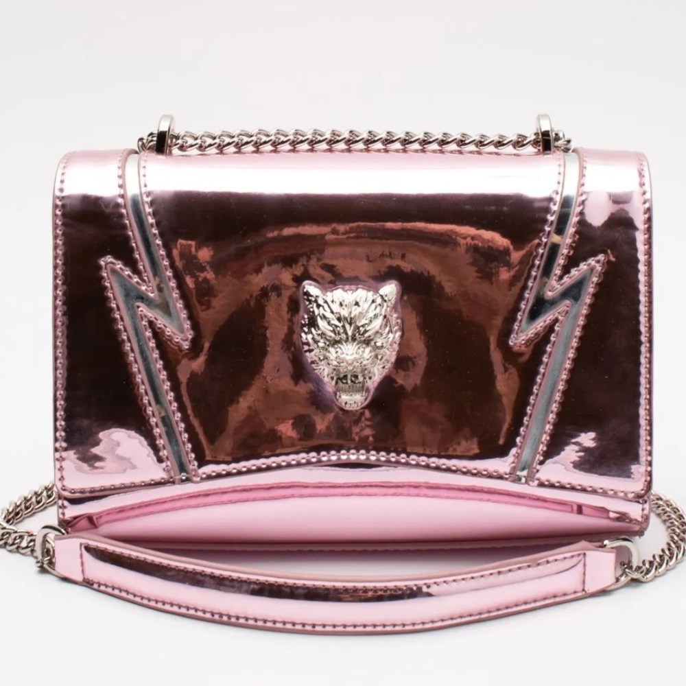 💎 NWOT PHILIPP PLEIN Heidi Metallic Pink Shoulder Bag with silver hardware